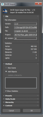 Din3D importer for 3ds Max - Dialog part 1