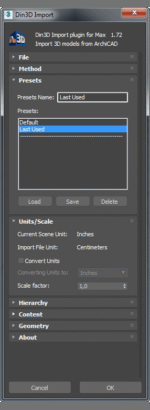 Din3D importer for 3ds Max - Dialog part 2