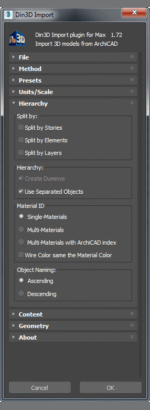 Din3D importer for 3ds Max - Dialog part 3