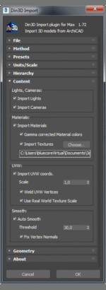 Din3D importer for 3ds Max - Dialog part 4